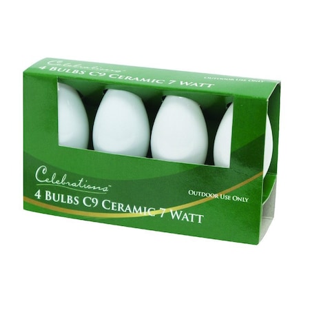 Celebrations Celebrations Incandescent C9 White 4 ct Replacement Christmas Light Bulbs 0.08 ft. BU4C9OWHA